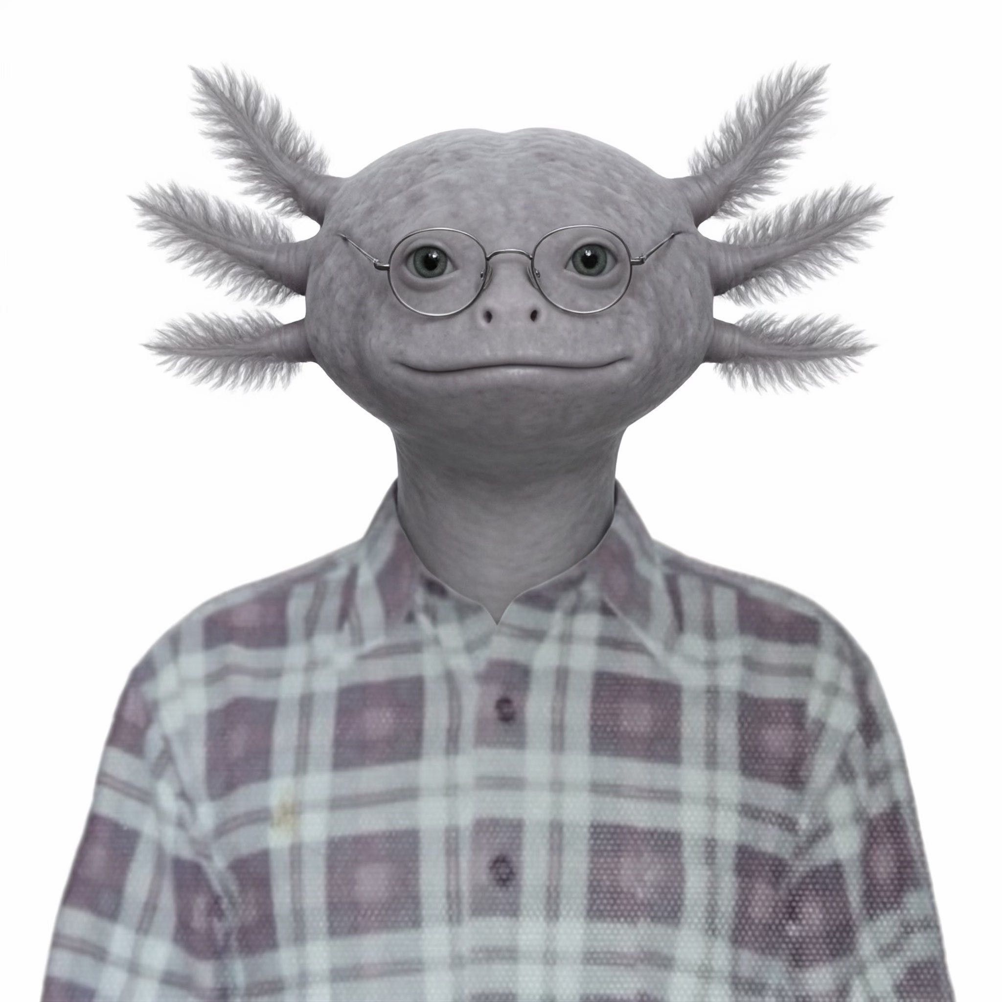 A Crabbxolotl — a gentle, axolotl-like amphibian with distinctive features